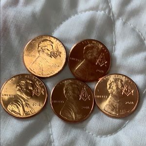 Mason Stamped Pennies set of 5